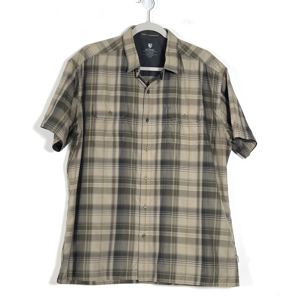 Kuhl Response Short Sleeve Shirt Mens Size XL Plaid Outdoor Hiking